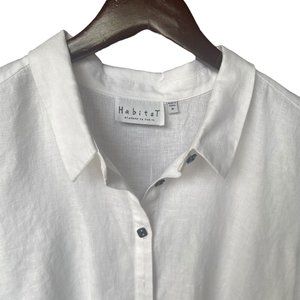 Habitat Clothes To Live In Womens M White Linen Tunic Square Buttons